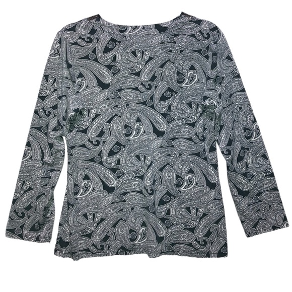 Nautica Sleepwear Small Long Sleeve B&W paisley print, Supima Cotton GUC 11030 - Picture 2 of 6